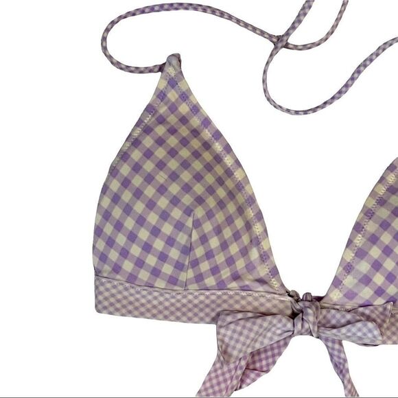 Victoria Secret Vintage Lilac Checked Triangle Bikini Top Sz M - Picture 5 of 10